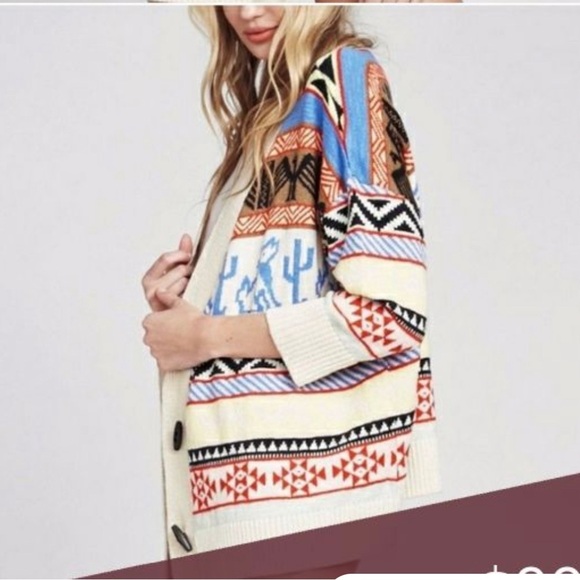 Wildfox Multicolor Patterned Cardigan couture midnight howl Harper - Picture 4 of 5